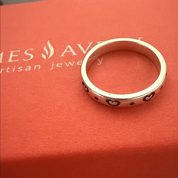 Silver James Avery Retired Heart Pattern Ring